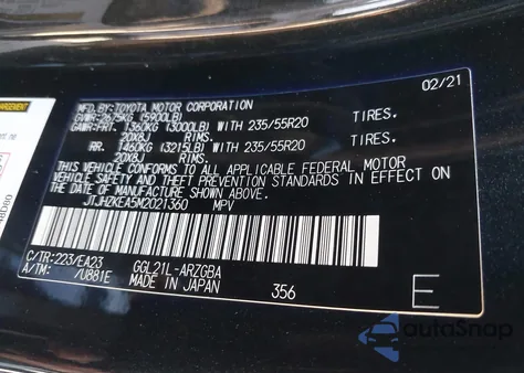 2021 Lexus Rx 350L z USA, uszkodzony, nr VIN JTJHZKEA5M2021360